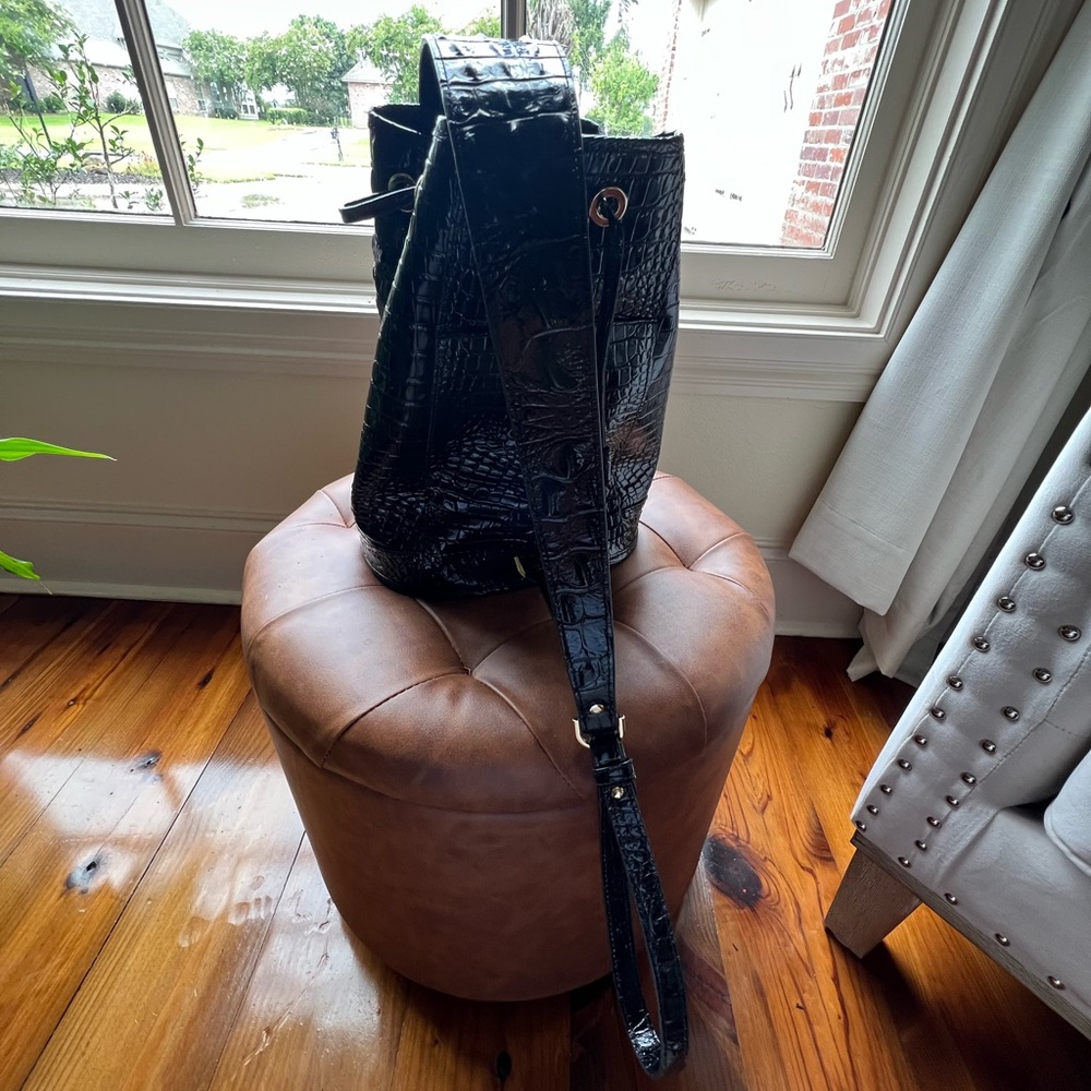 Brahmin Black Crocodile Embossed Shoulder Bag - Picture 4 of 15